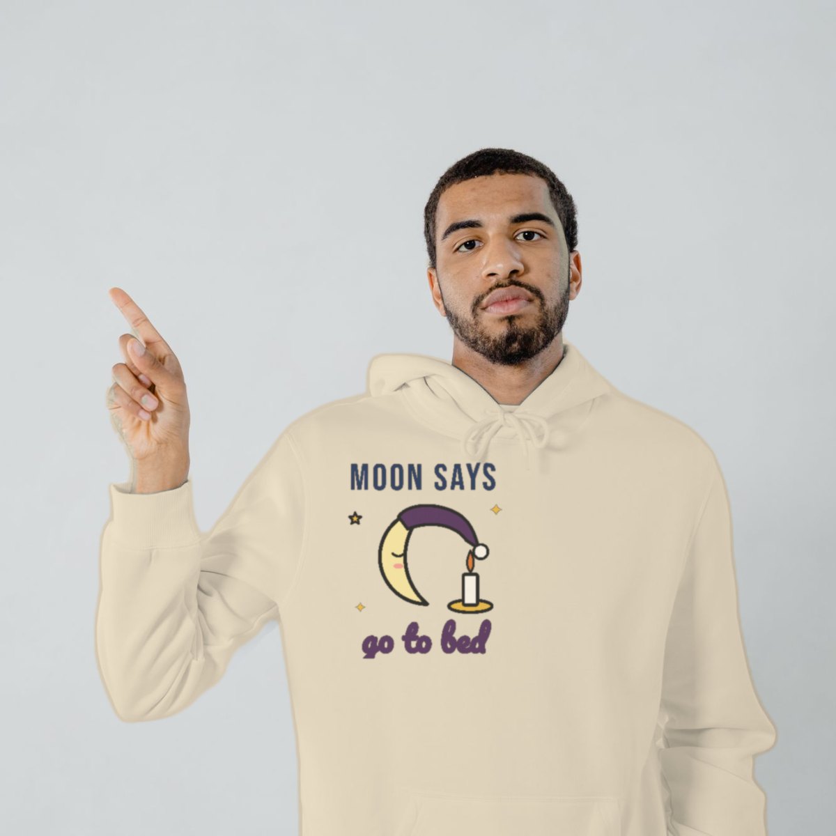 Moon Says Go to Bed Hoodie in sand