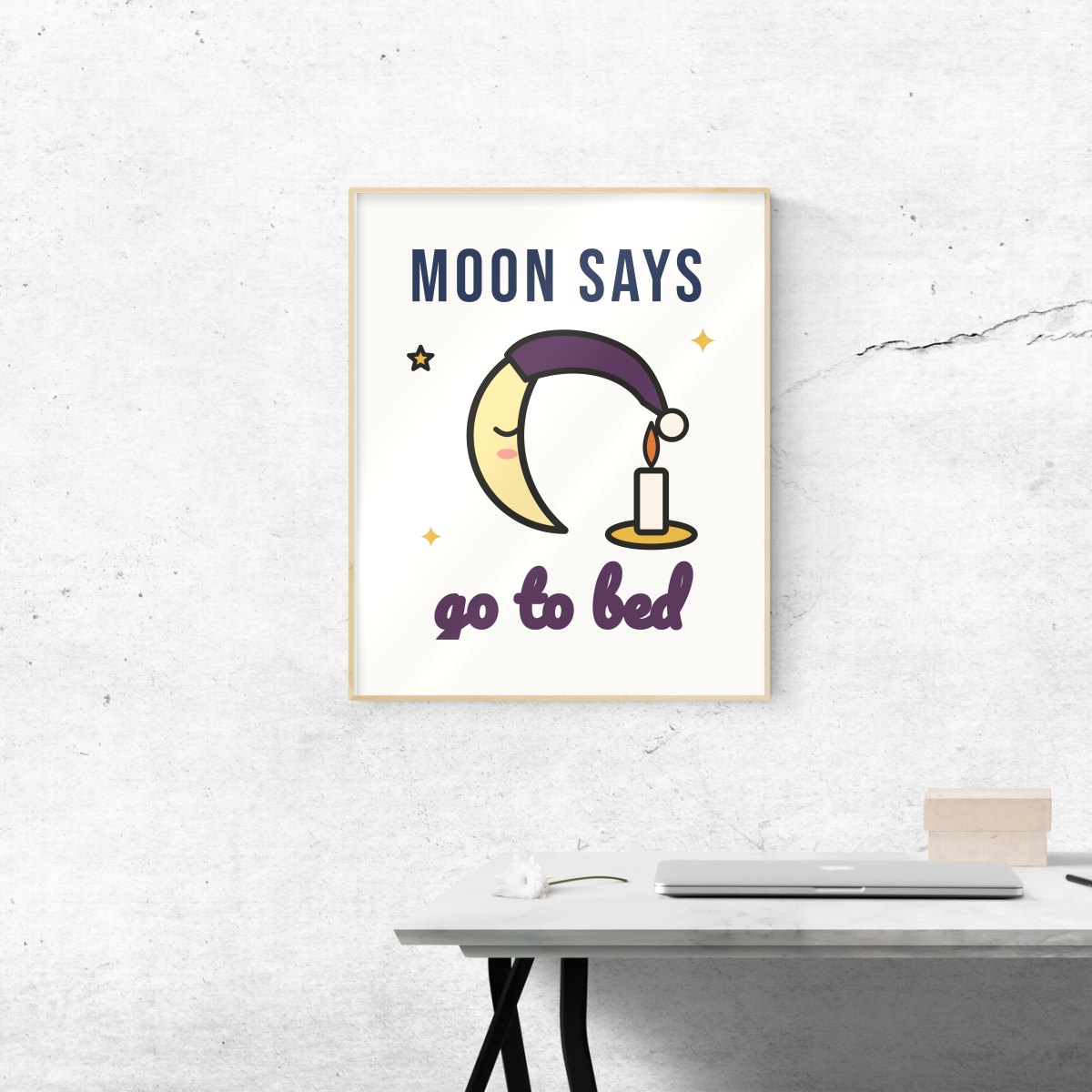 Moon Says Go to Bed Art Print, photo 3
