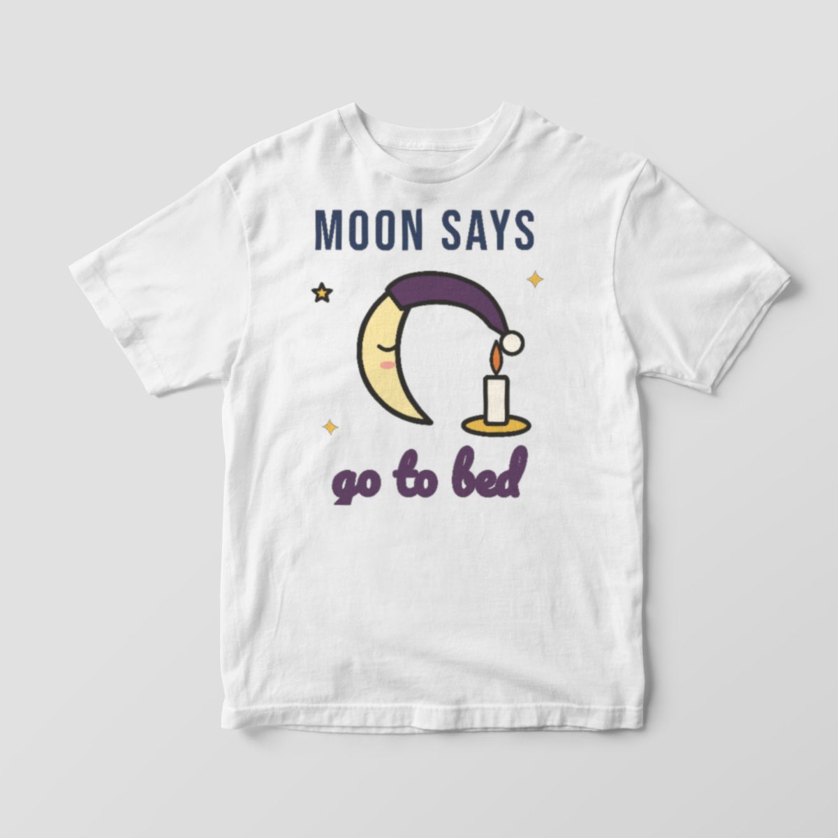 Moon Says Go to Bed Tee in white