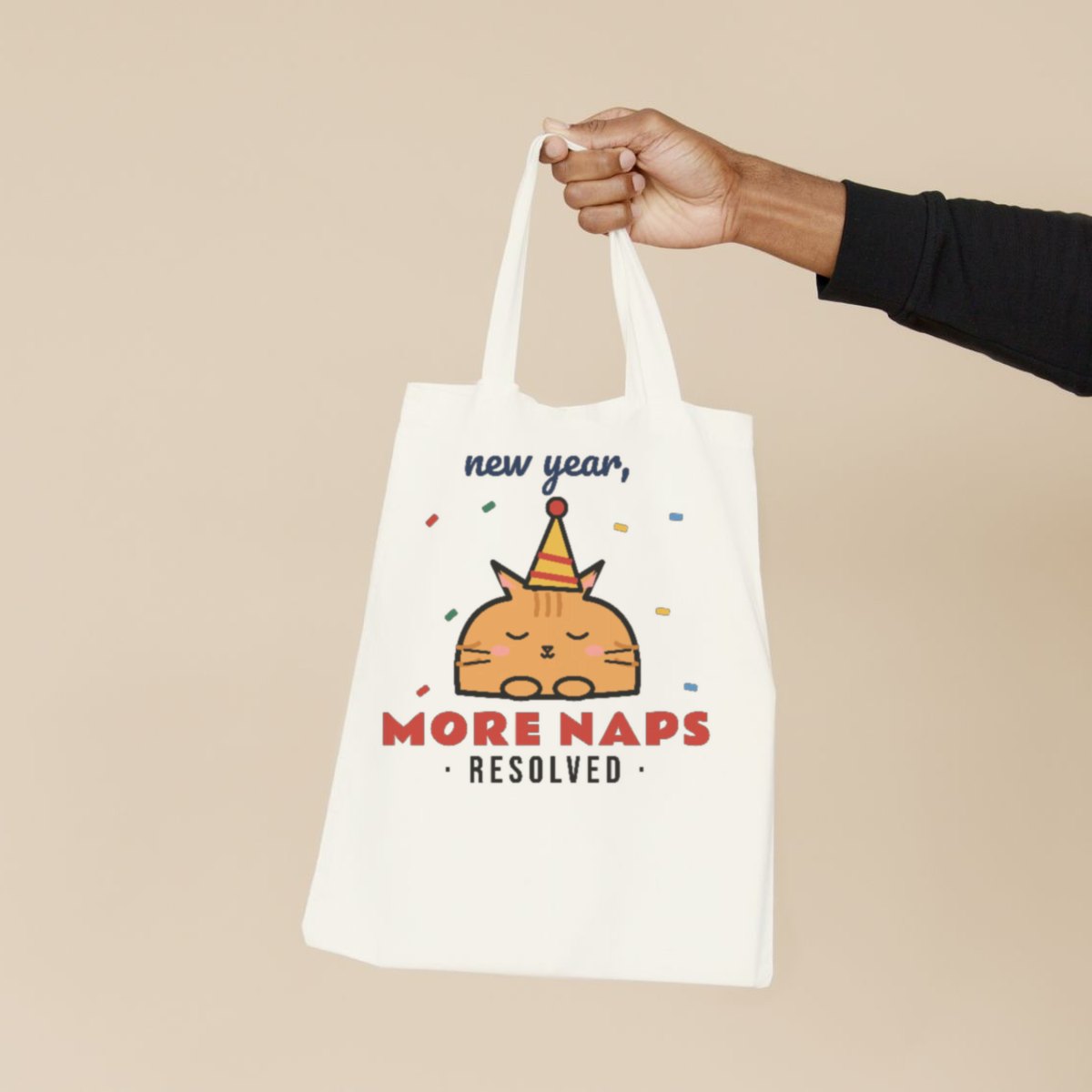 New Year, More Naps Tote Bag in natural