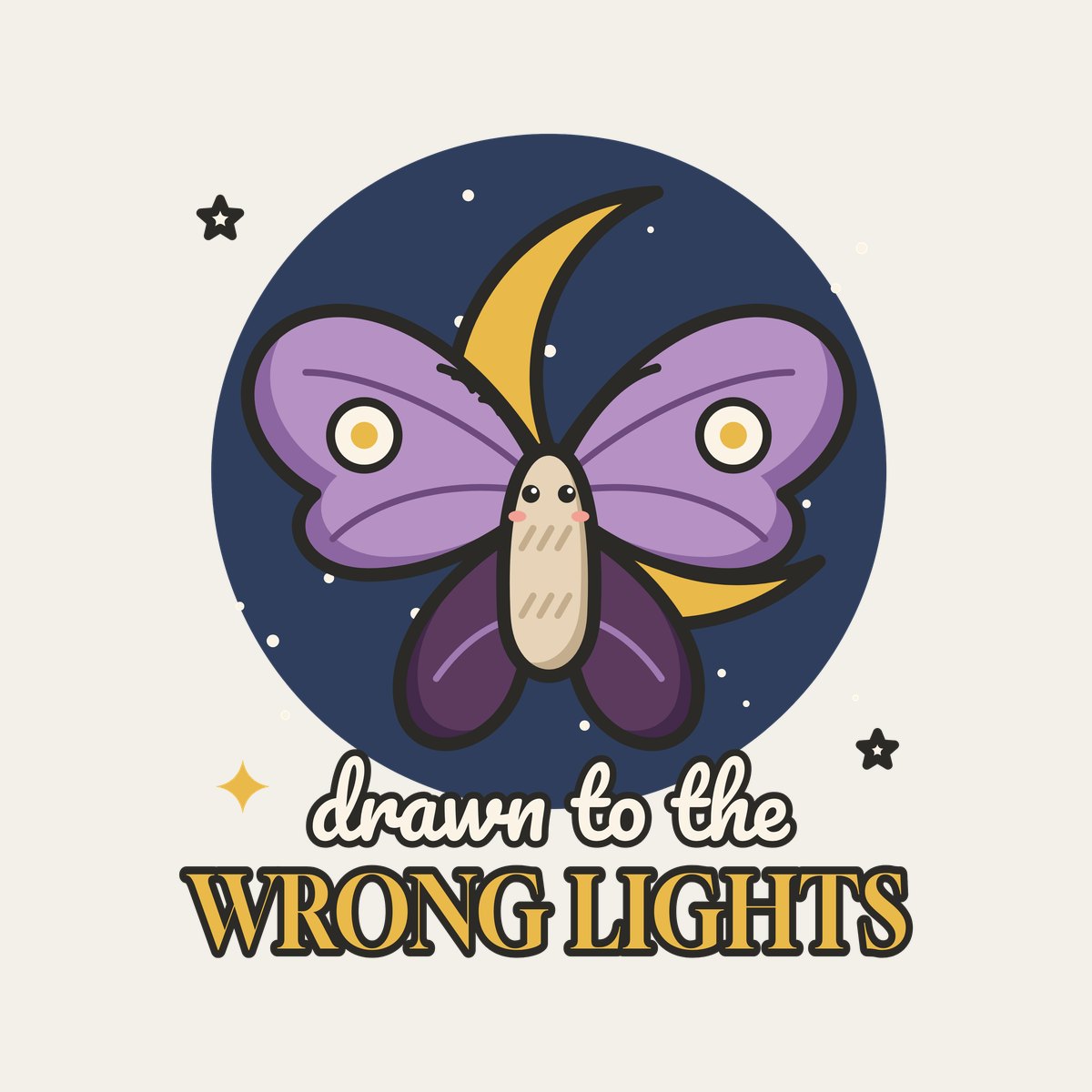 Drawn to the Wrong Lights design, close up