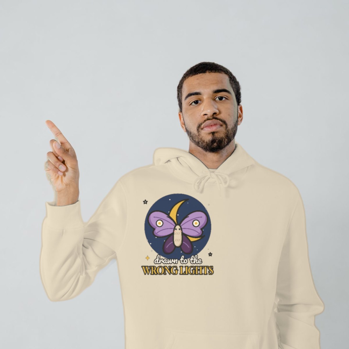 Drawn to the Wrong Lights Hoodie in sand