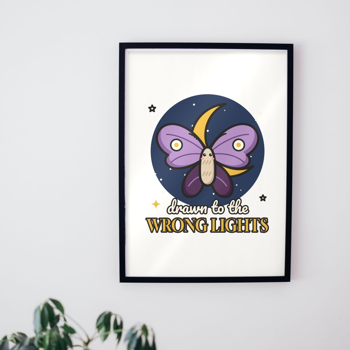 Drawn to the Wrong Lights Art Print in matte white