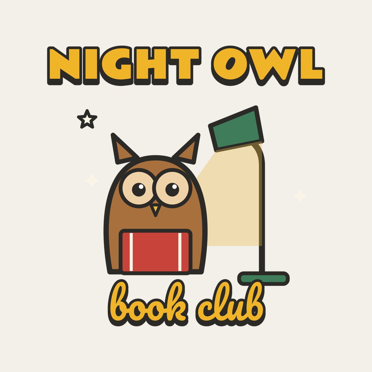 Night Owl Book Club design, close up