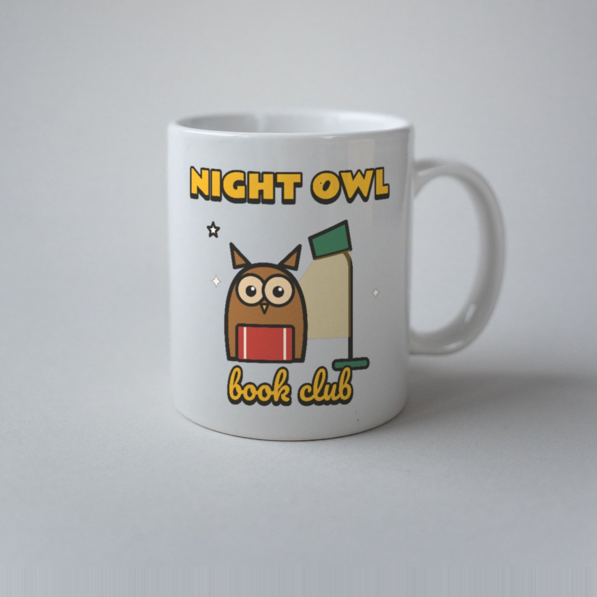 Night Owl Book Club Mug in white