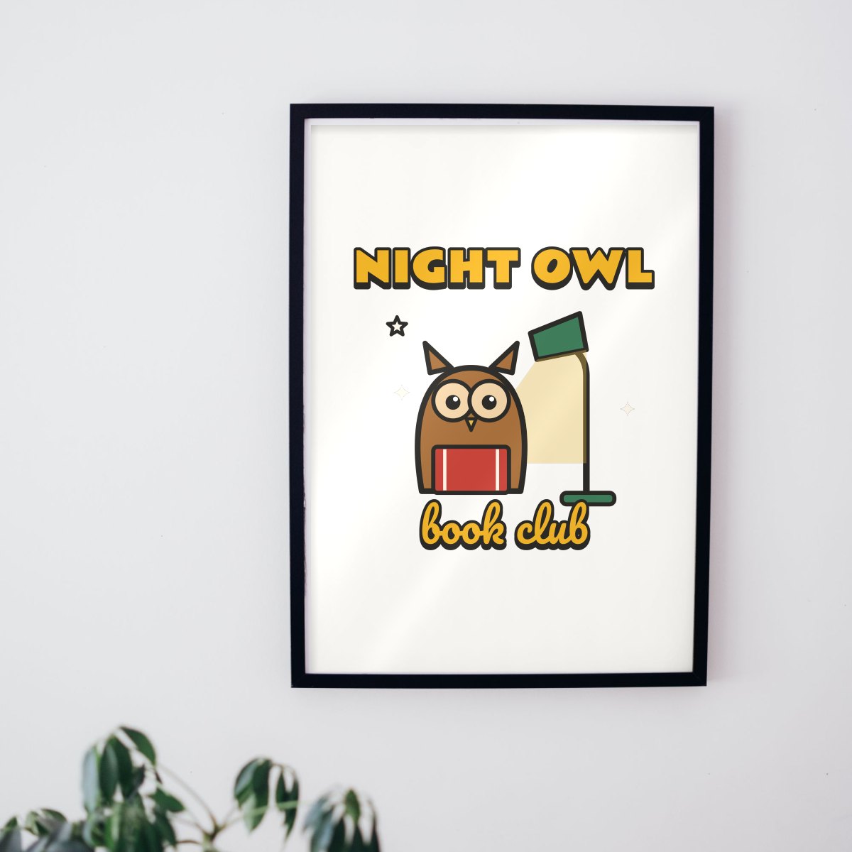 Night Owl Book Club Art Print in matte white