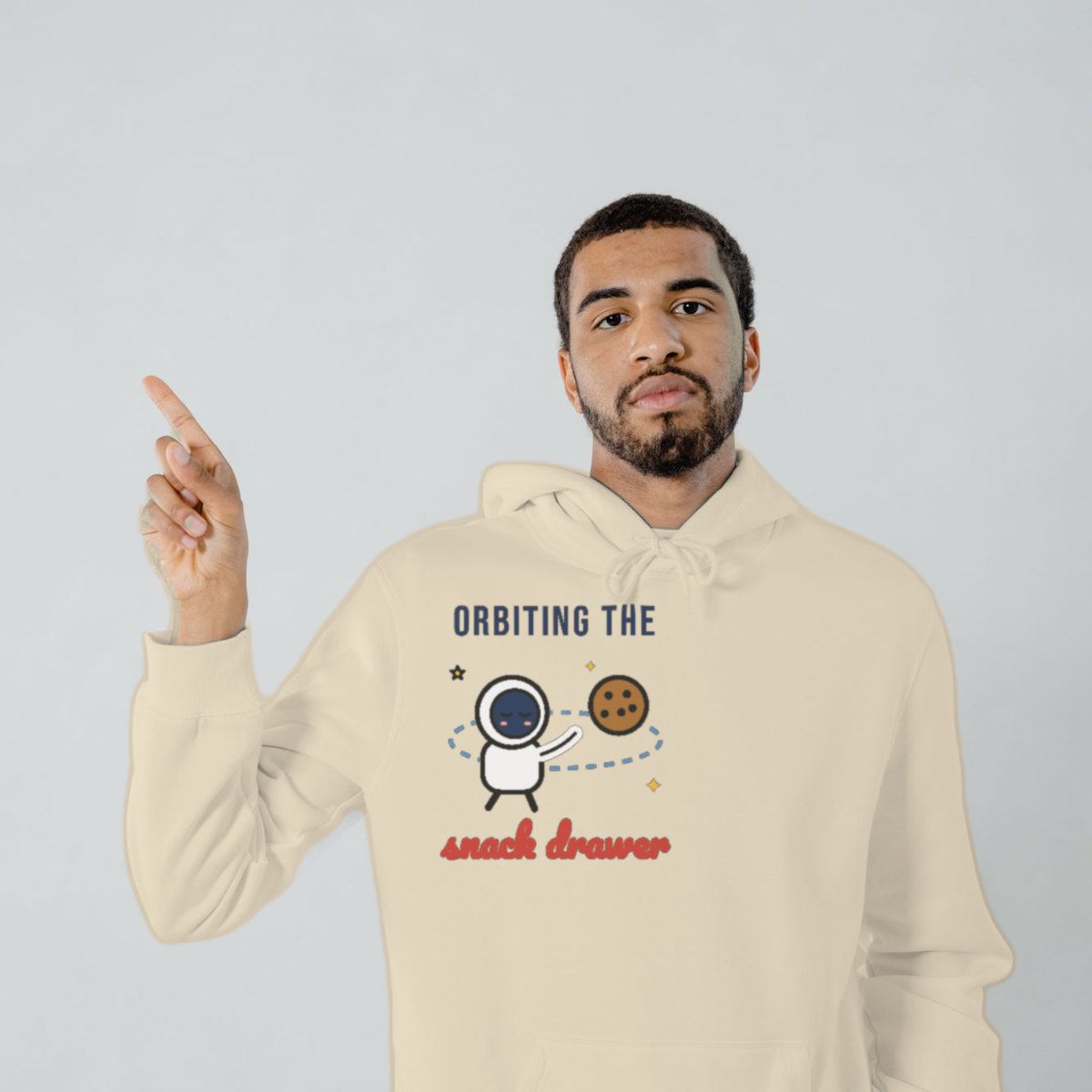 Orbiting the Snack Drawer Hoodie in sand