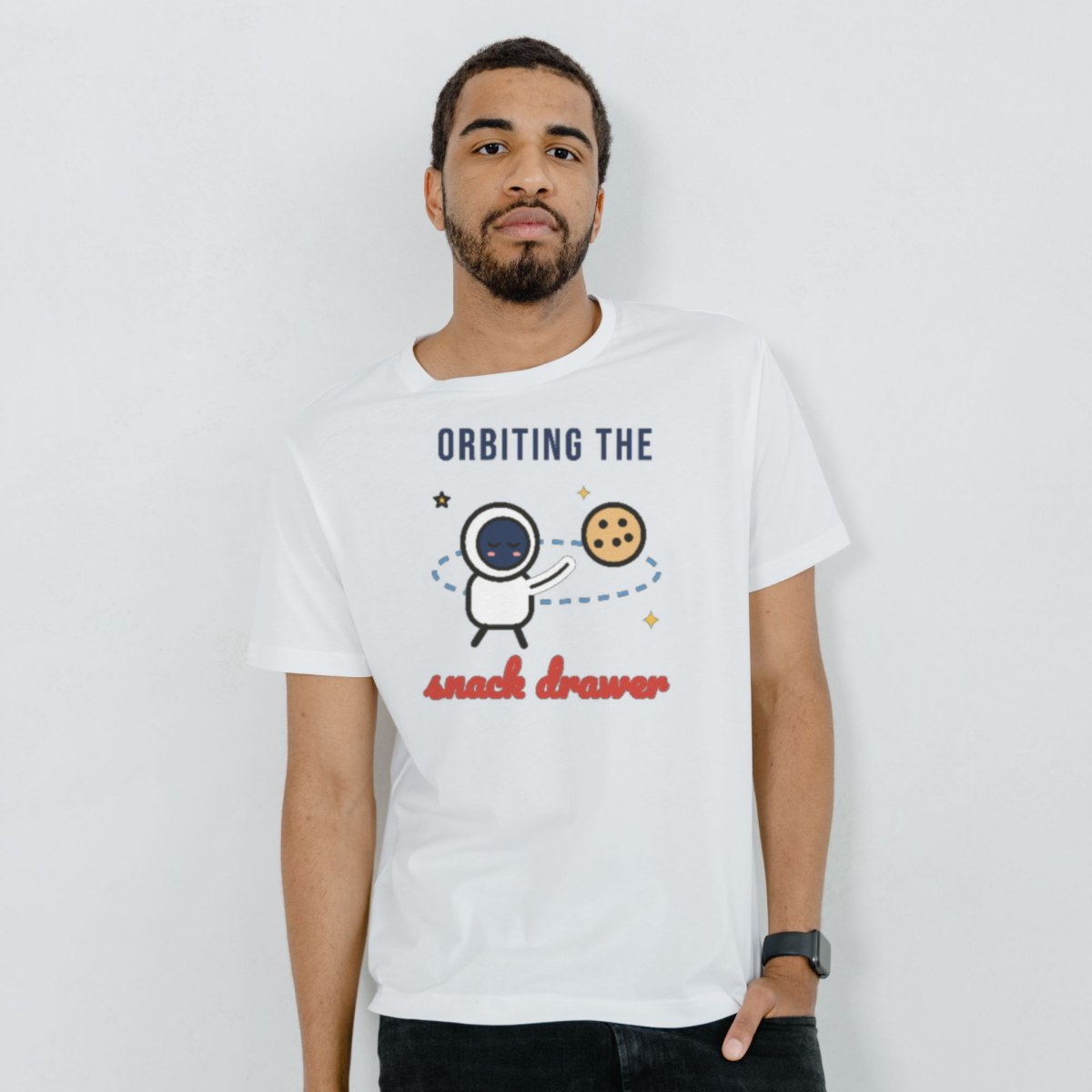 Orbiting the Snack Drawer Tee in white