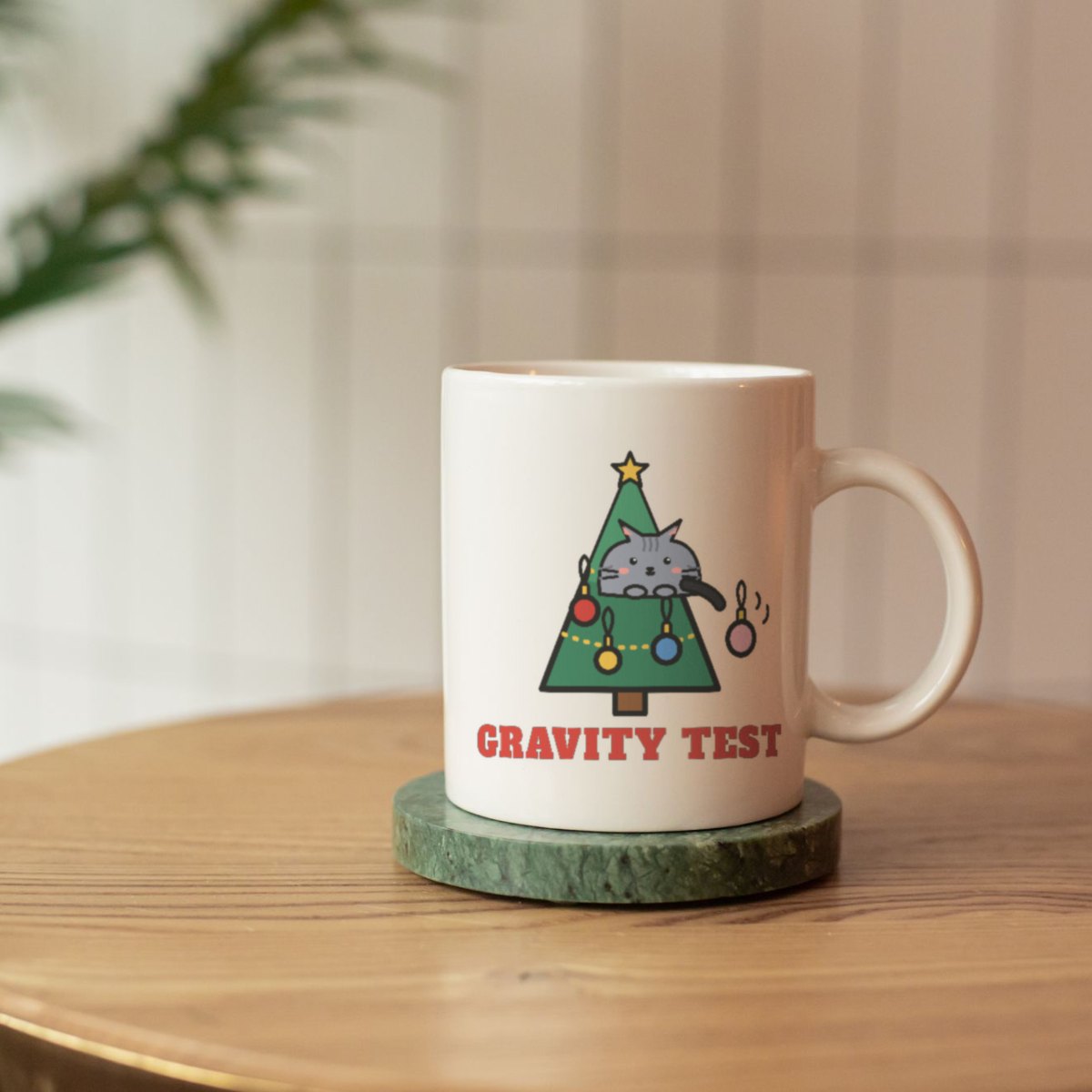 Gravity Test, Round Two Mug in white