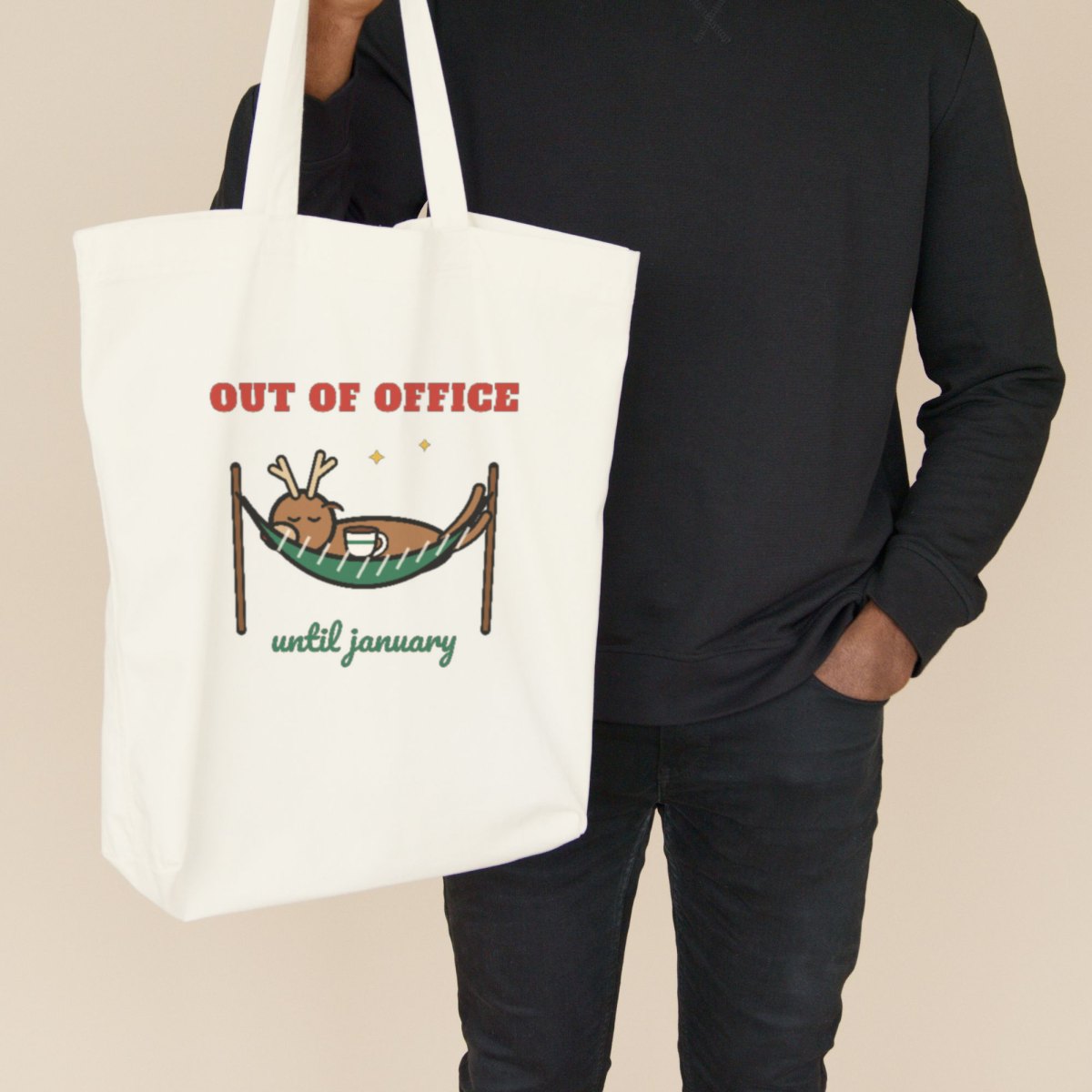 Out of Office Until January Tote Bag in natural