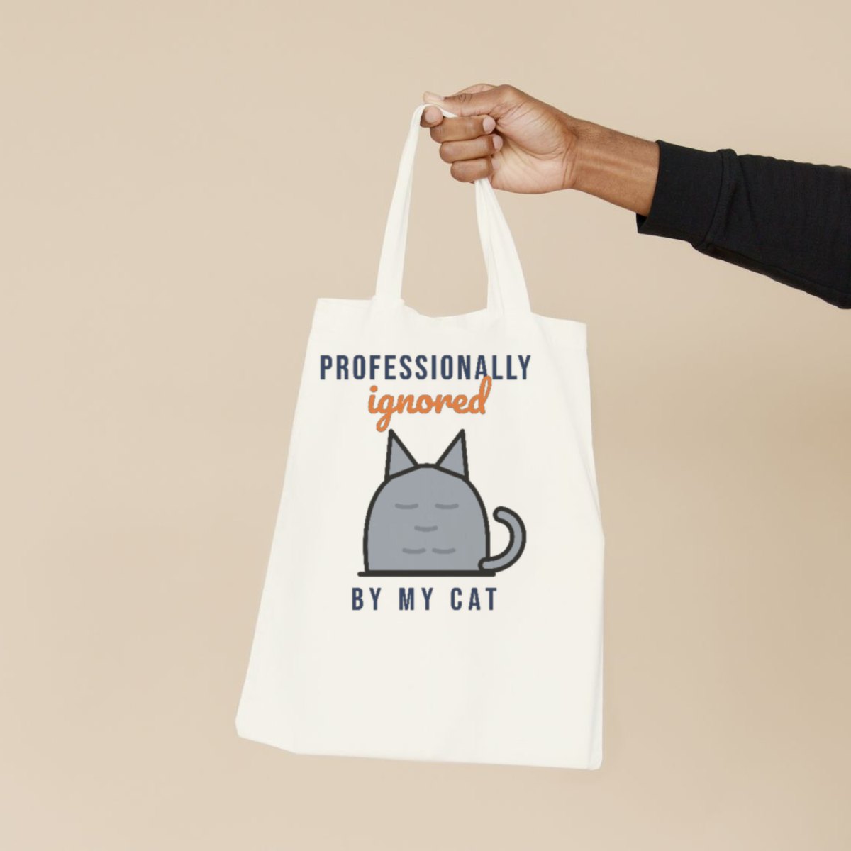 Professionally Ignored by My Cat Tote Bag in natural