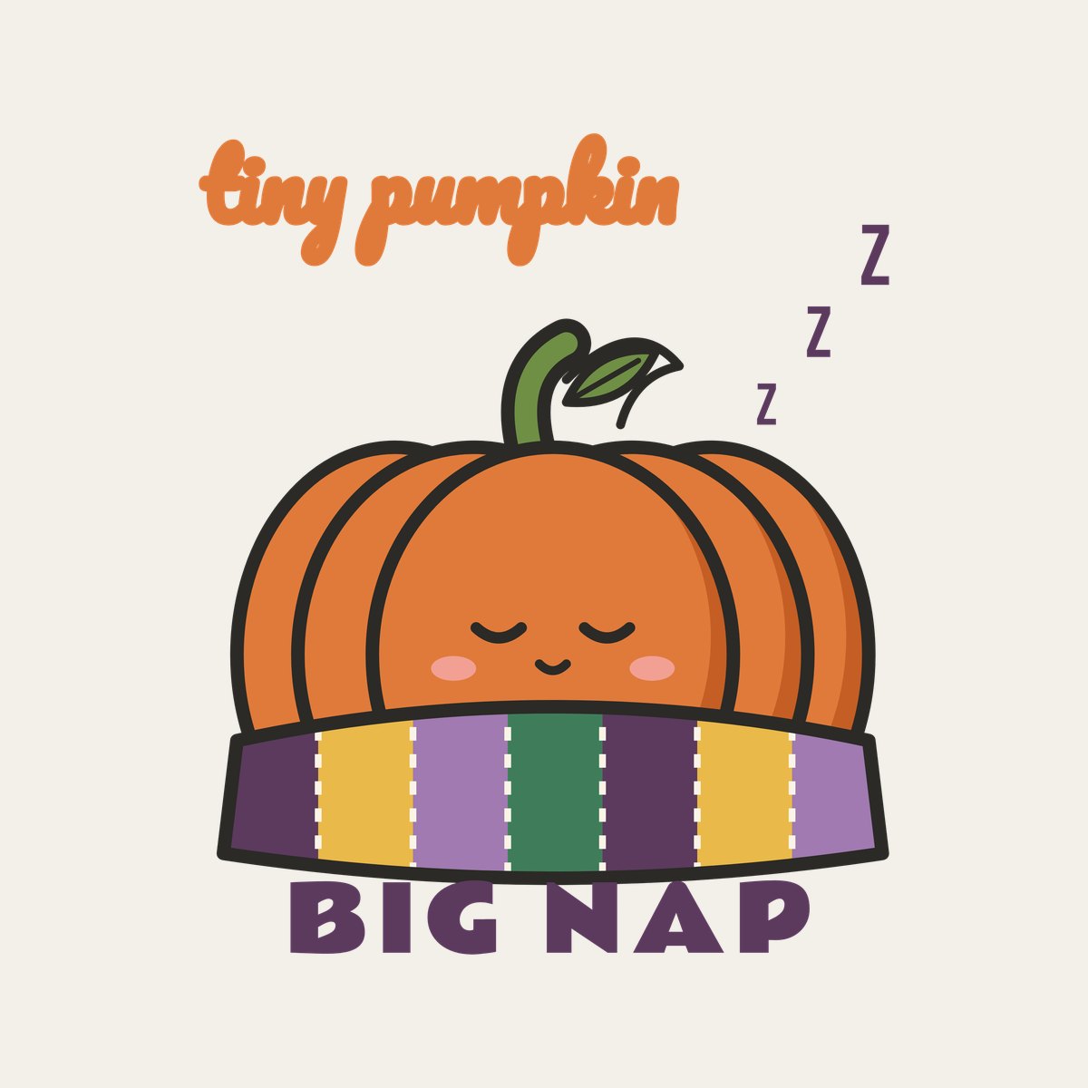 Tiny Pumpkin, Big Nap design, close up