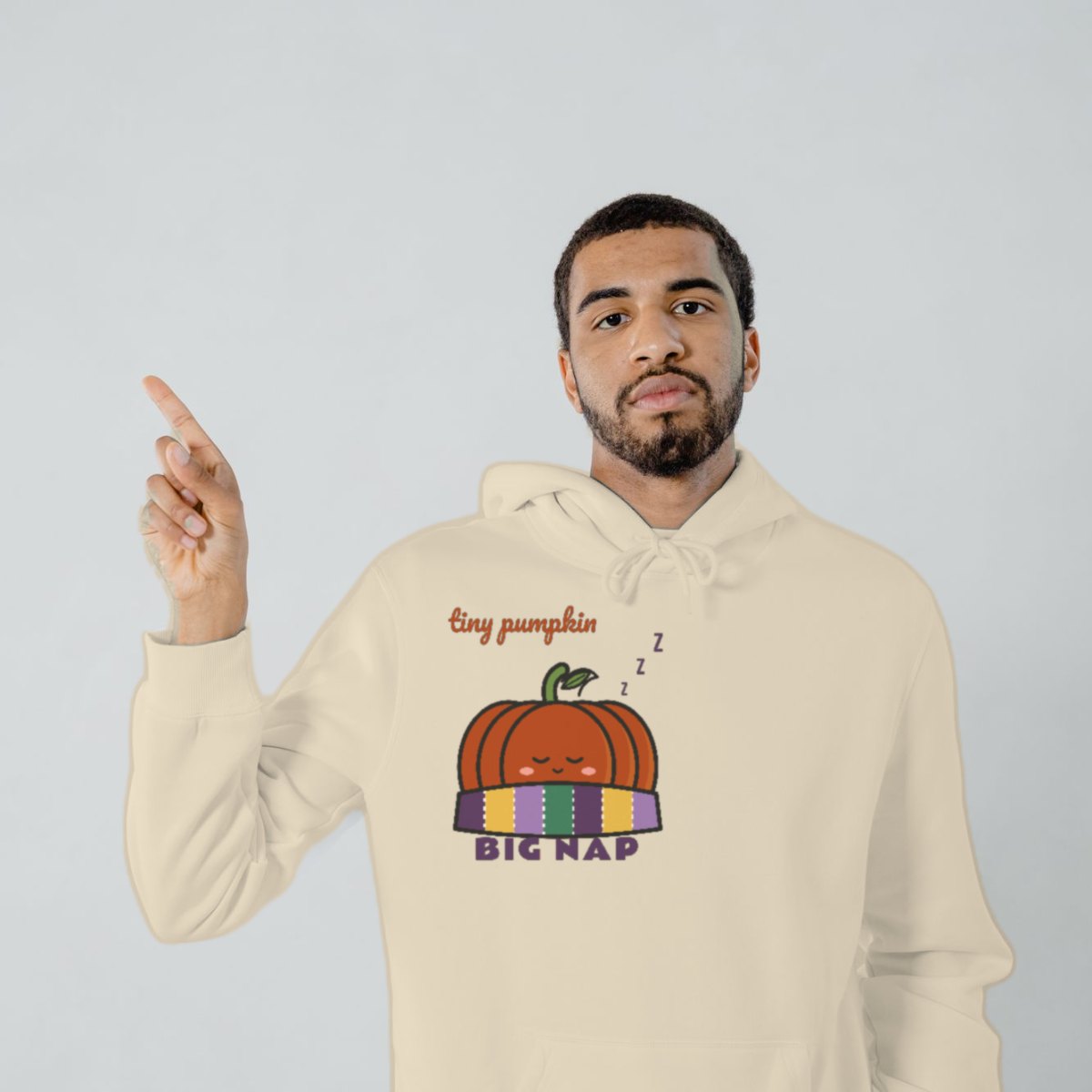 Tiny Pumpkin, Big Nap Hoodie in sand