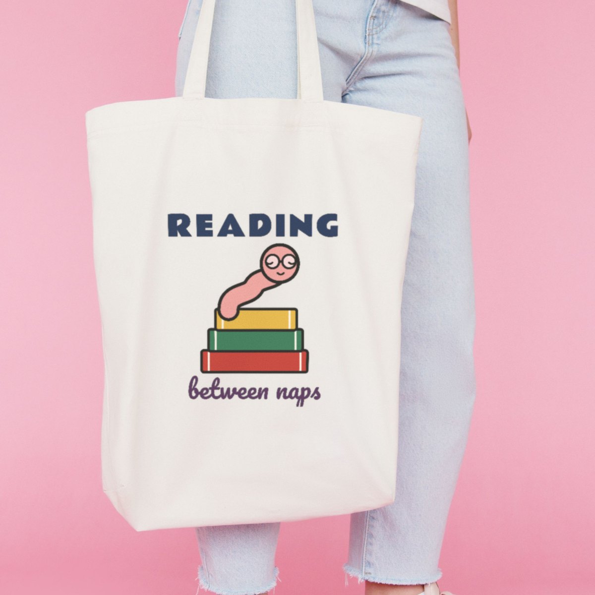 Reading Between Naps Tote Bag in natural