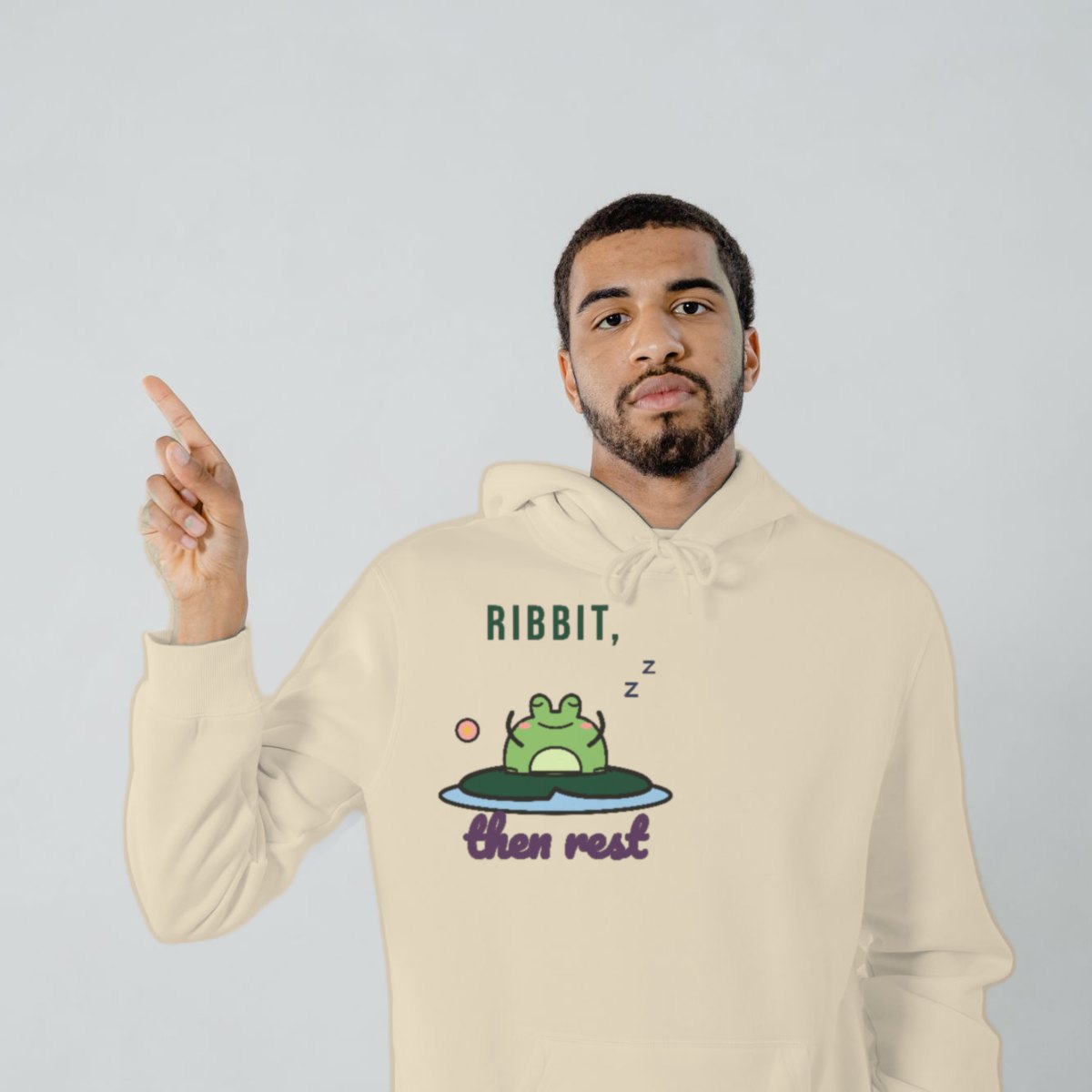 Ribbit, Then Rest Hoodie in sand
