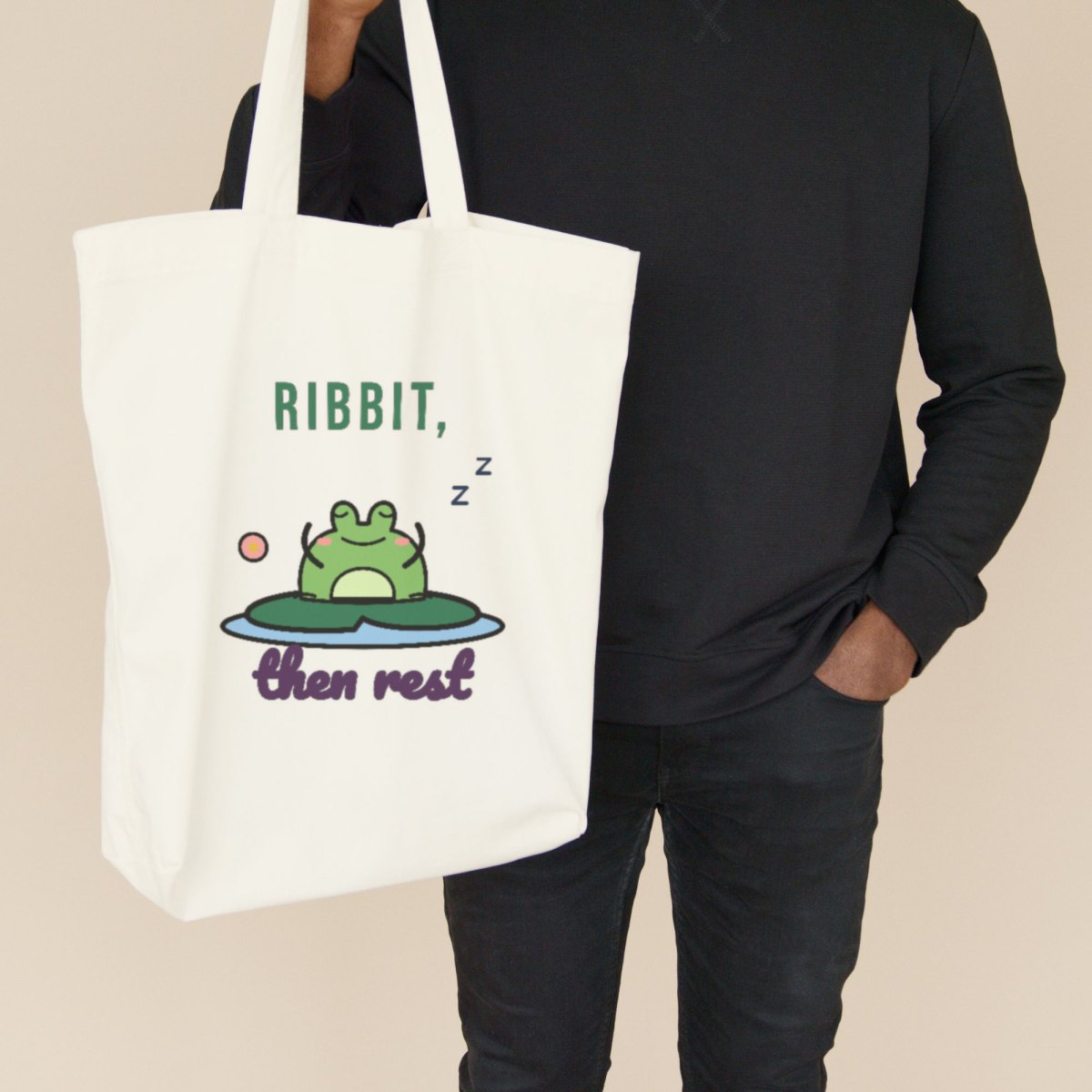 Ribbit, Then Rest Tote Bag in natural