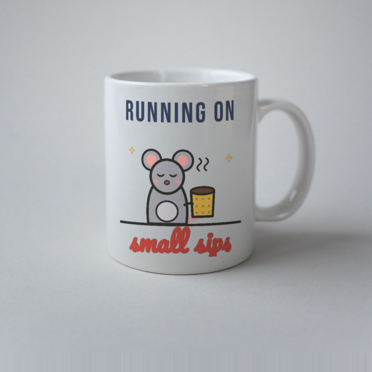 Running on Small Sips Mug in white