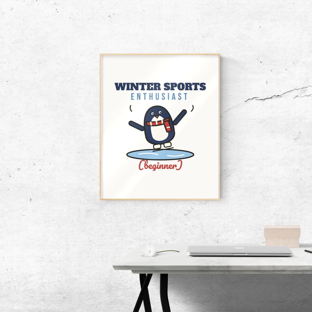 Winter Sports Enthusiast (Beginner) Art Print in matte white