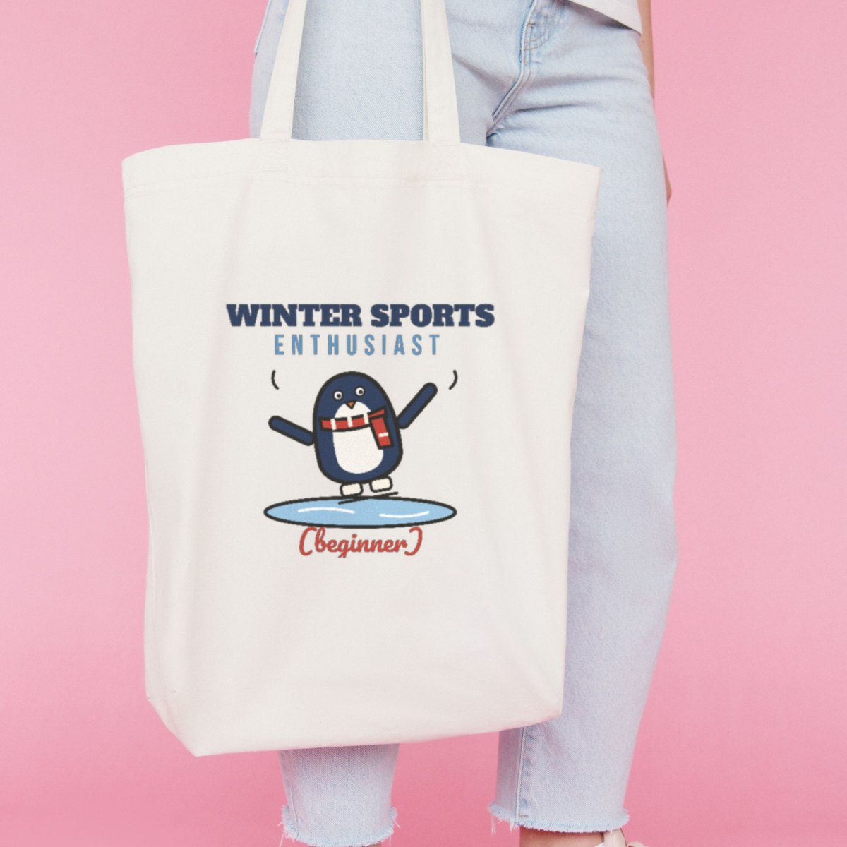 Winter Sports Enthusiast (Beginner) Tote Bag in natural