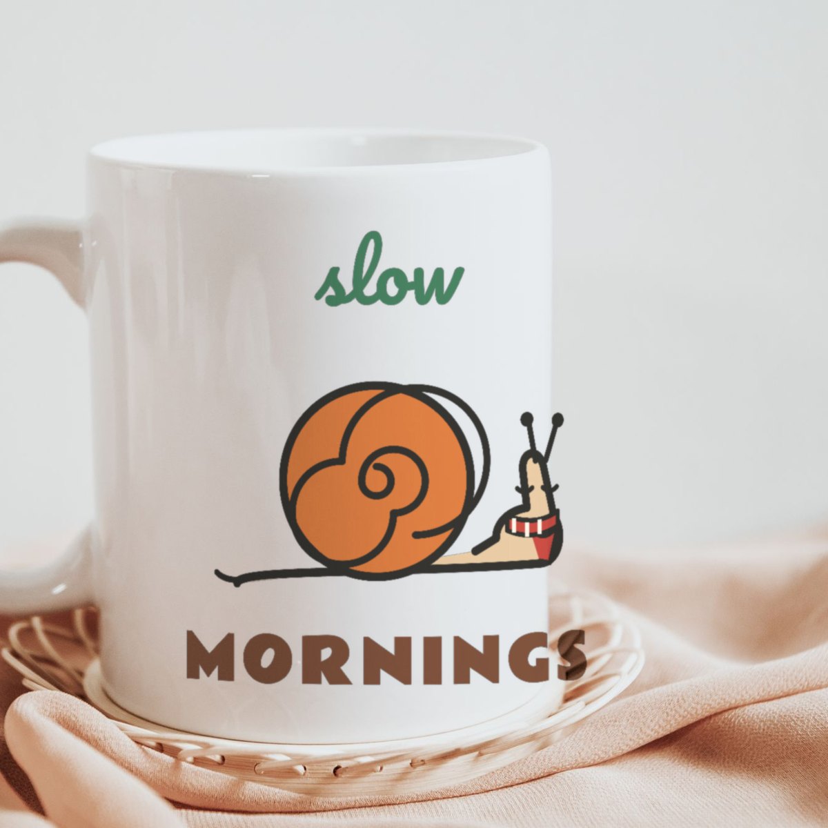 Slow Mornings Mug in white