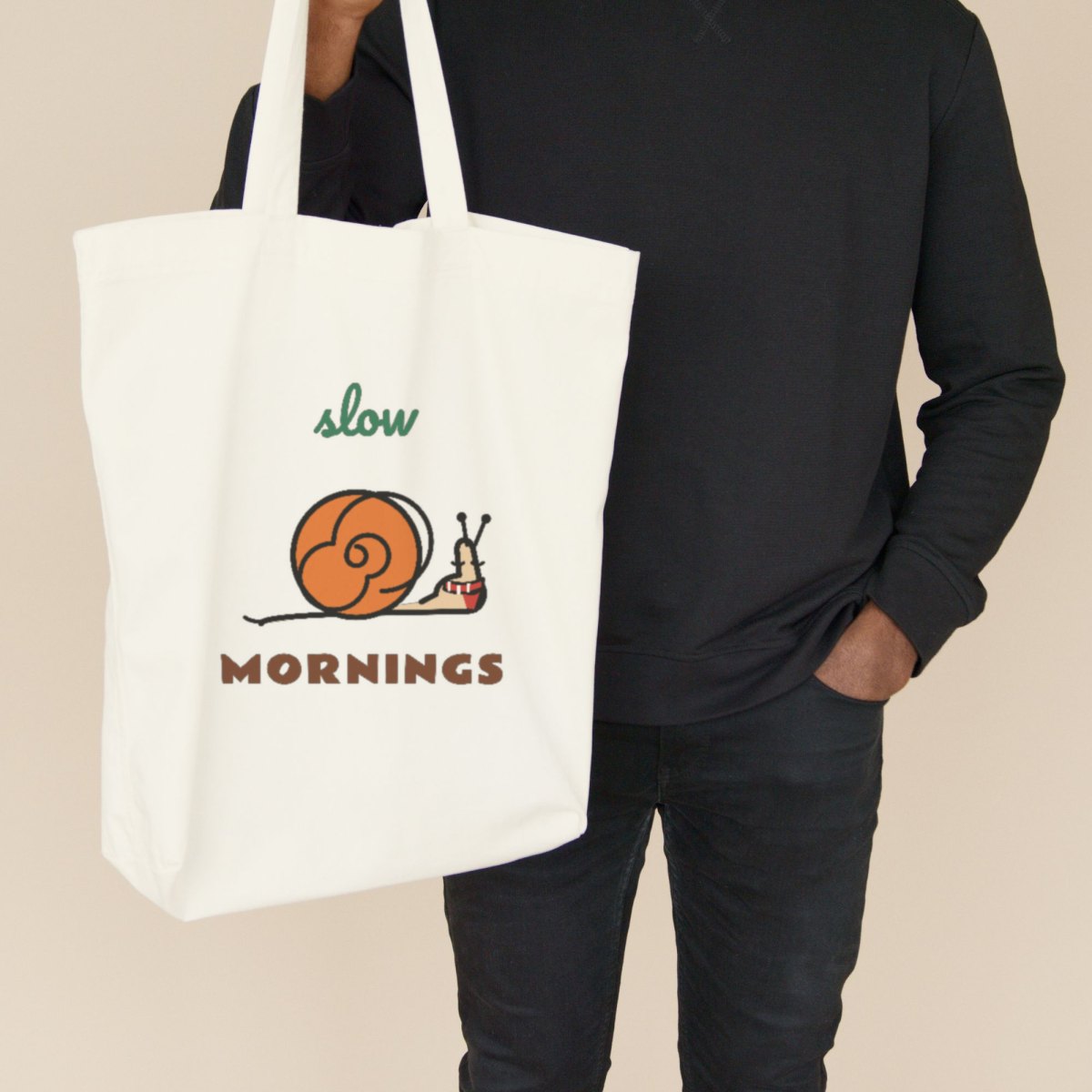 Slow Mornings Tote Bag in natural