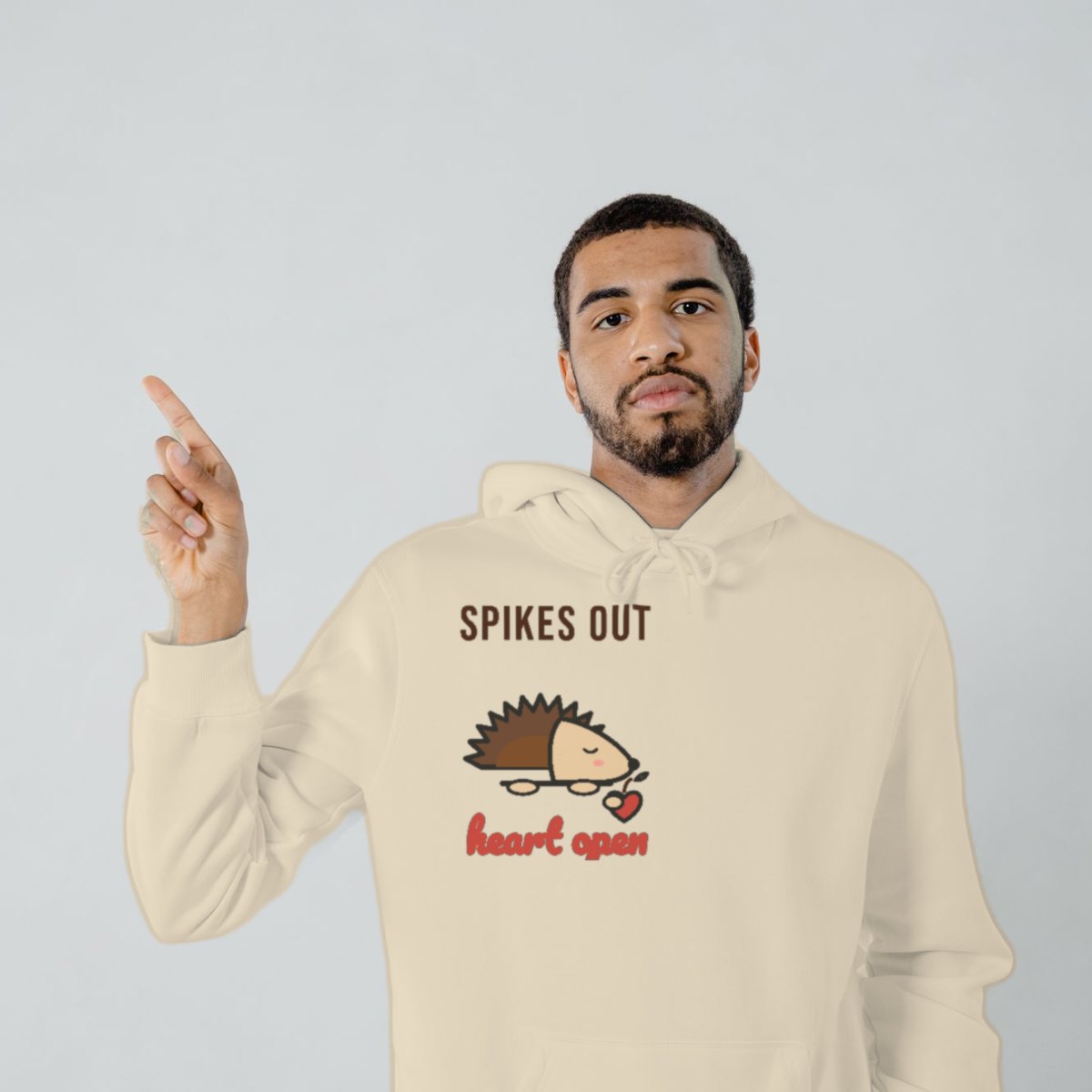 Spikes Out, Heart Open Hoodie in sand