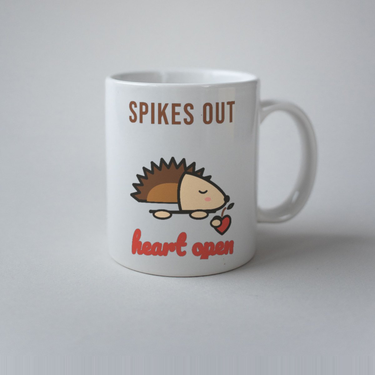 Spikes Out, Heart Open Mug in white