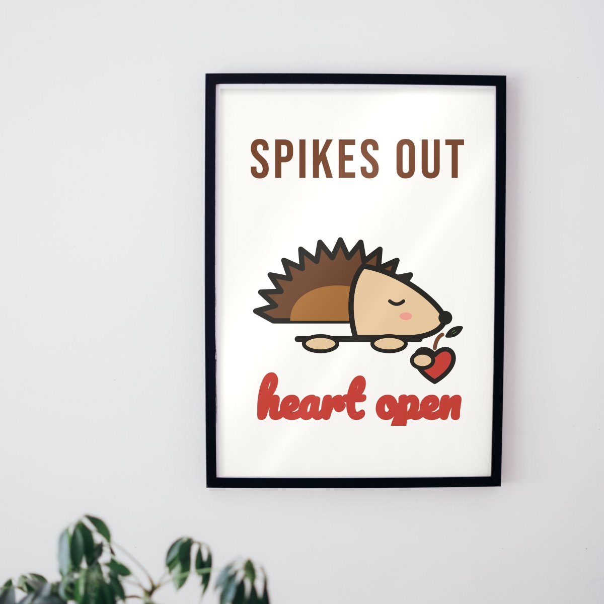 Spikes Out, Heart Open Art Print in matte white