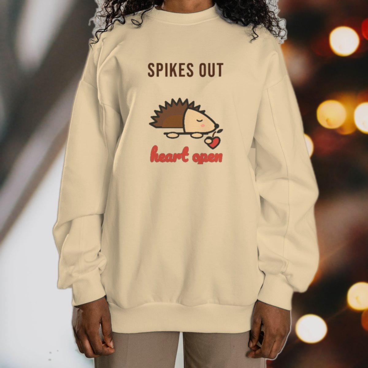 Spikes Out, Heart Open Sweatshirt in sand