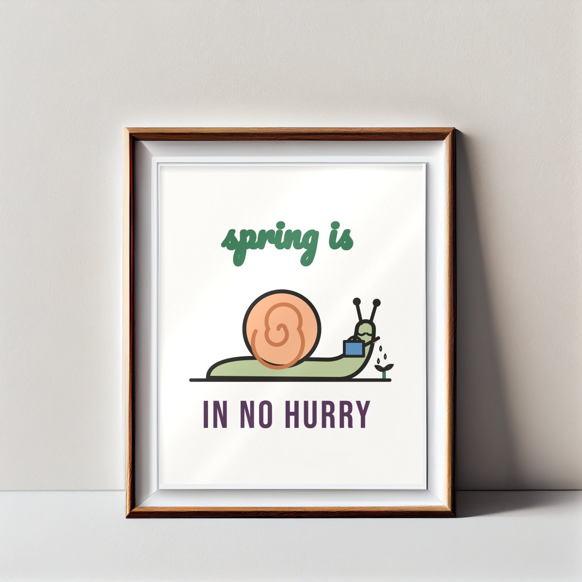 Spring Is in No Hurry Art Print in matte white