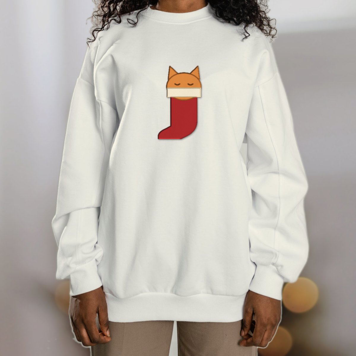 Stocking Loaf, Stitched Embroidered Sweatshirt in white