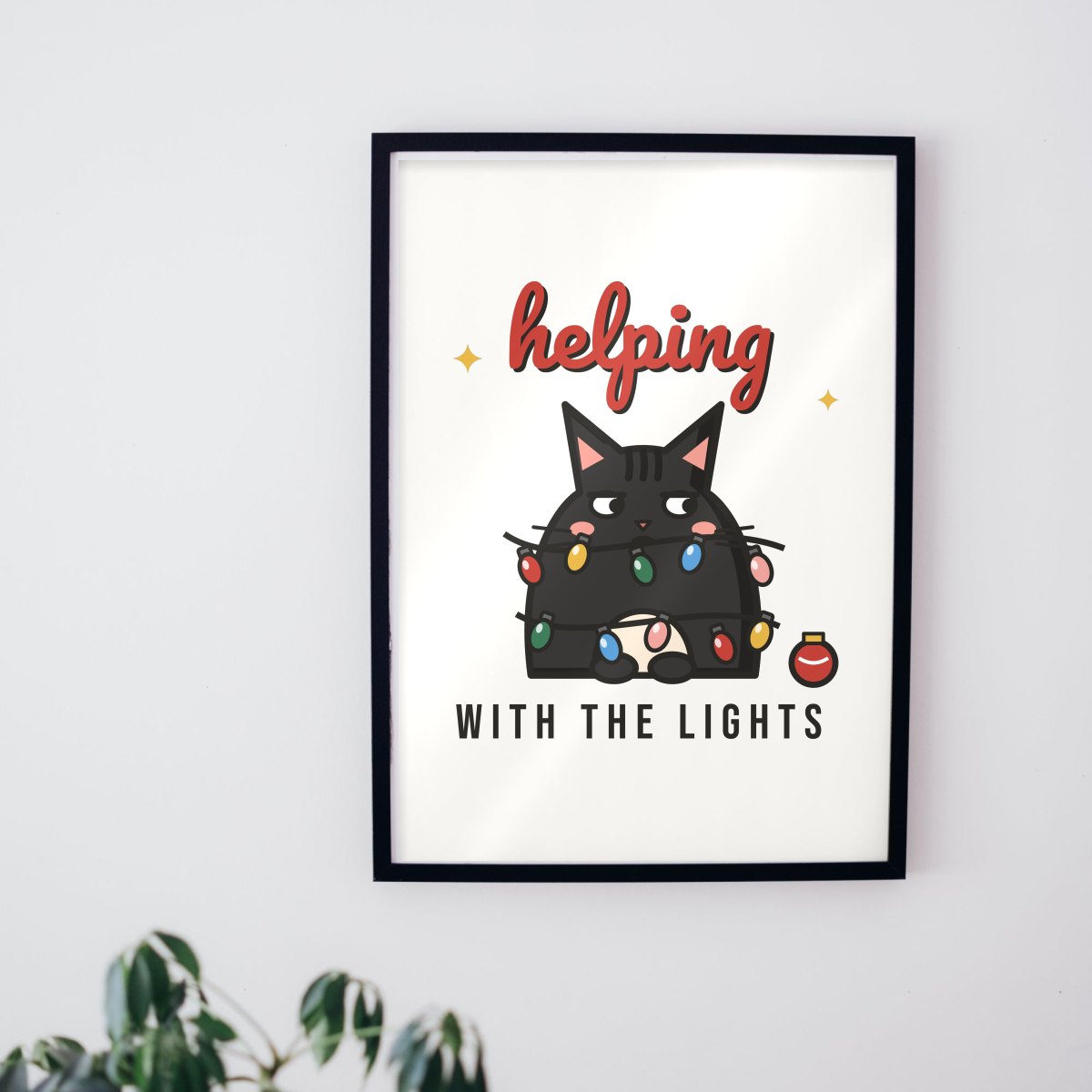 Helping With the Lights Art Print in matte white