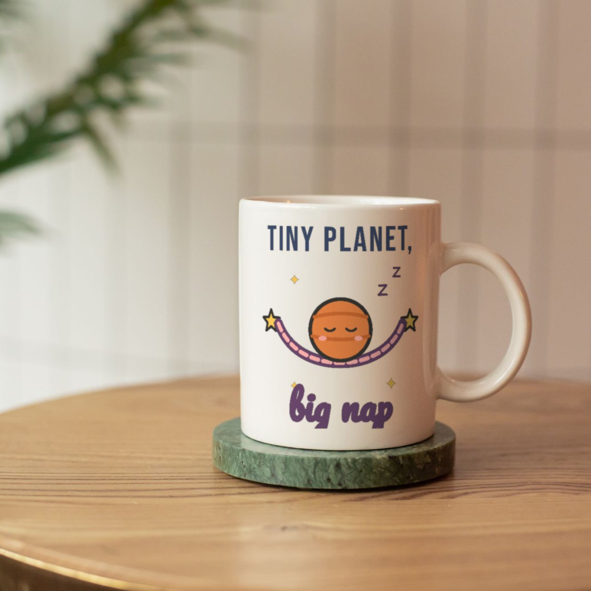 Tiny Planet, Big Nap Mug in white