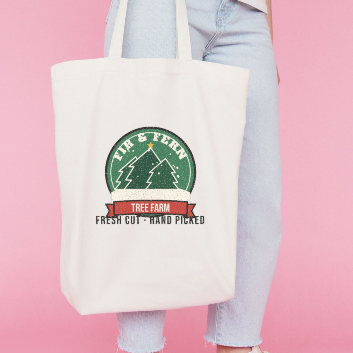 Fir & Fern Tree Farm Tote Bag in natural