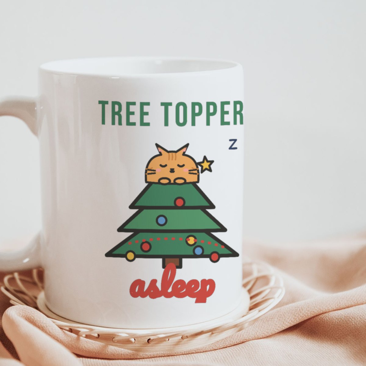 Tree Topper, Asleep Mug in white