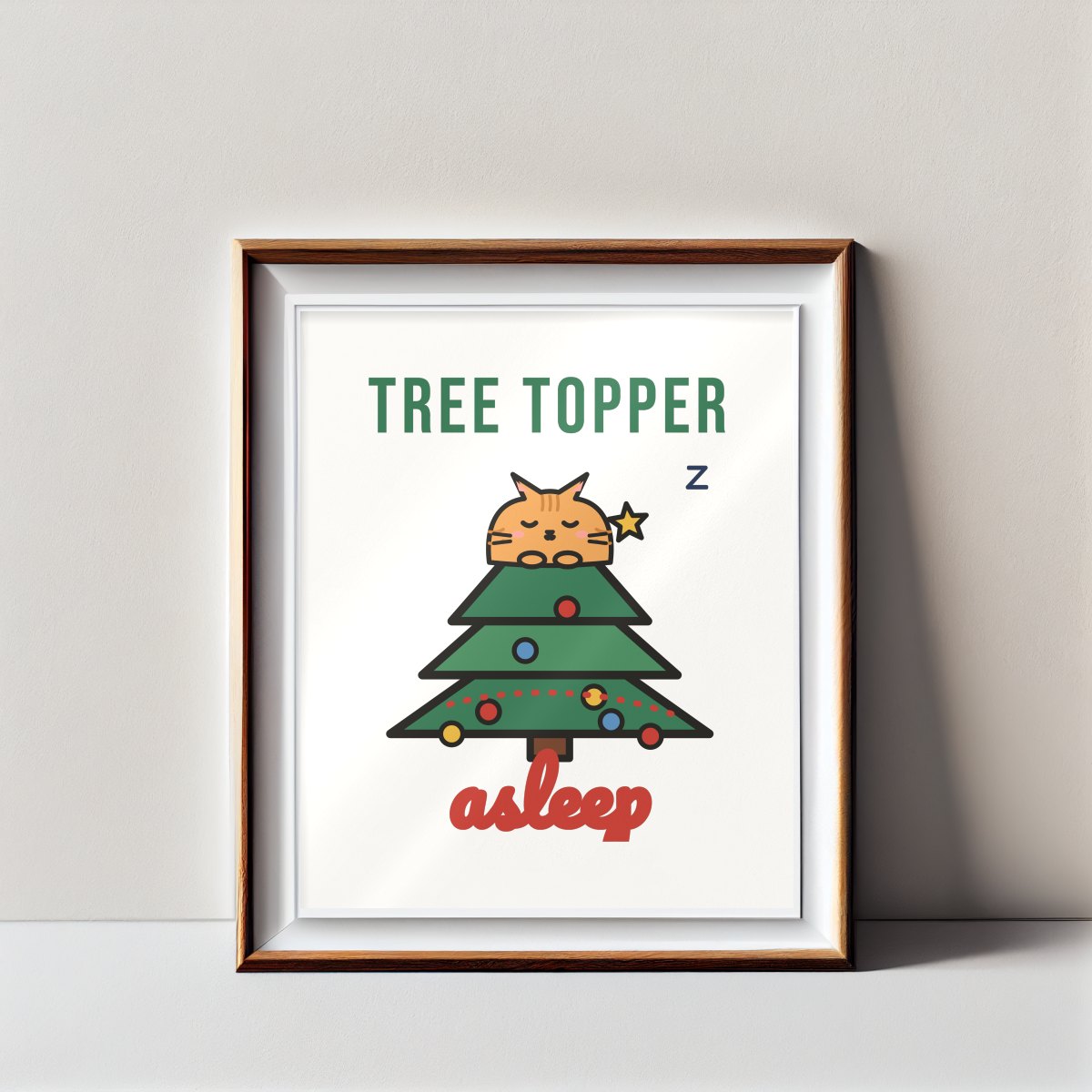 Tree Topper, Asleep Art Print in matte white