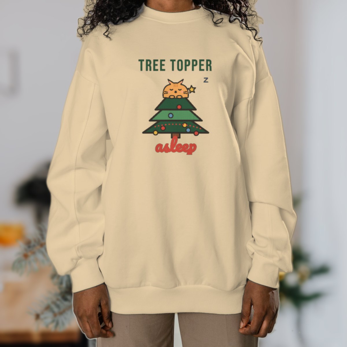 Tree Topper, Asleep Sweatshirt in sand
