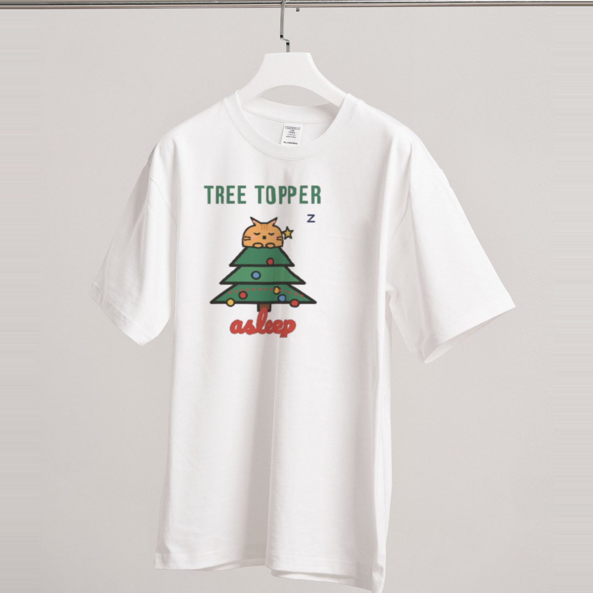 Tree Topper, Asleep Tee in white
