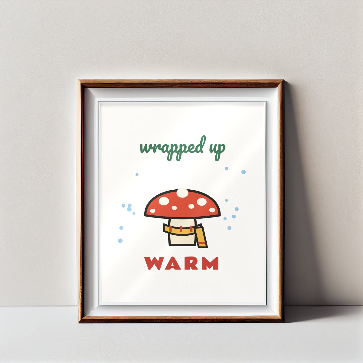 Wrapped Up Warm Art Print in matte white