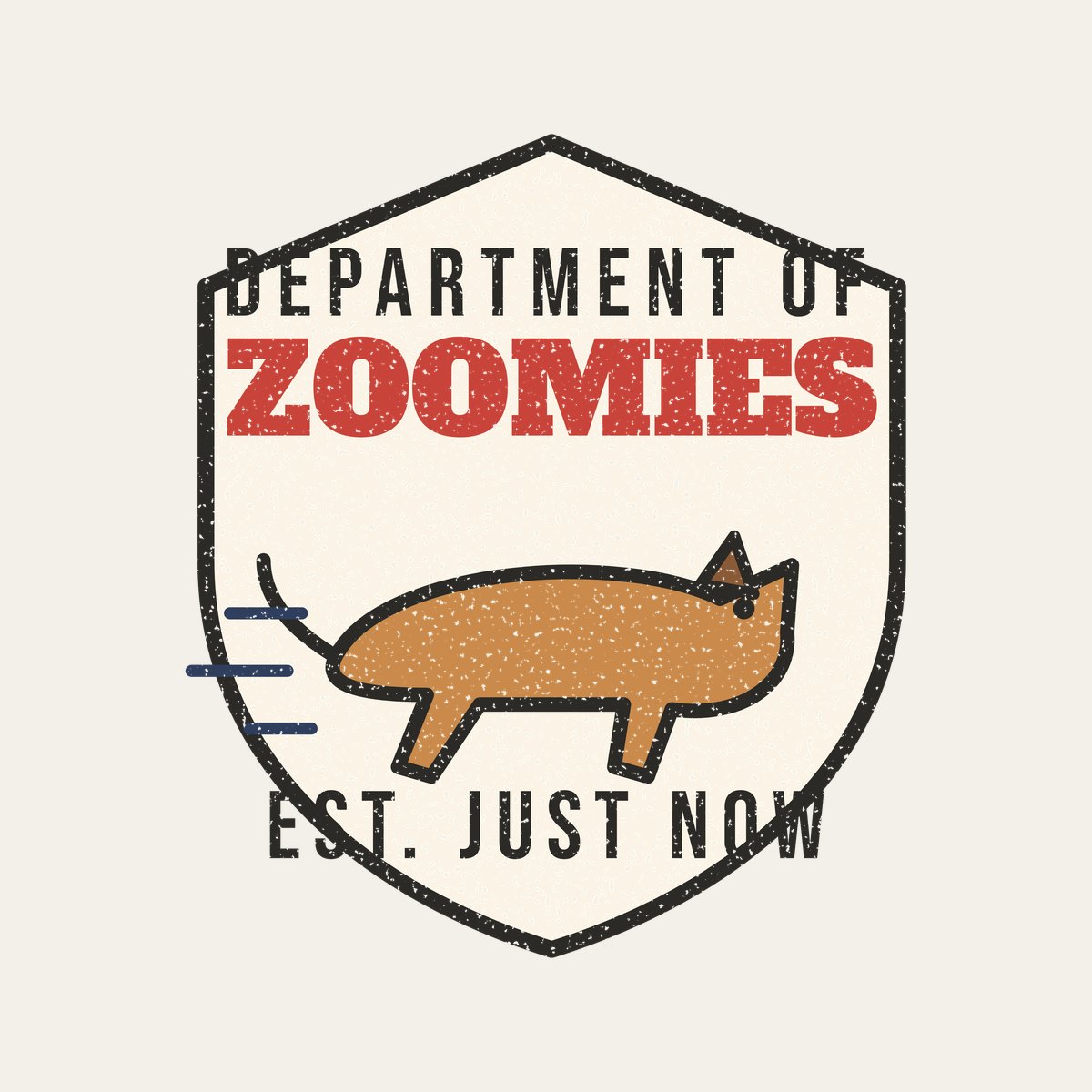 Department of Zoomies design, close up